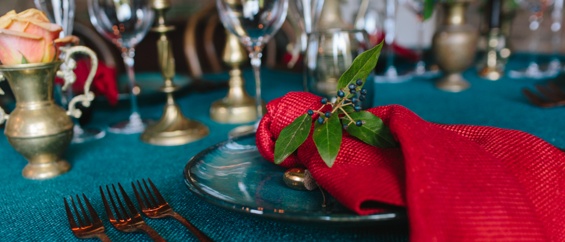 Depp Blue Wedding Place Setting
