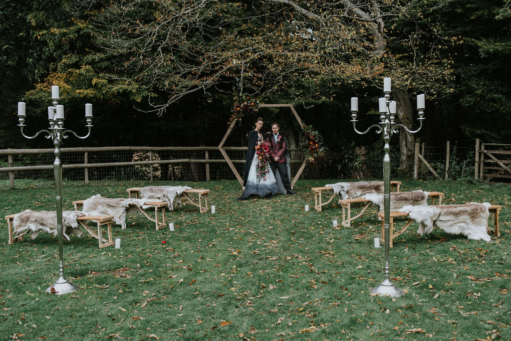 Man and woman dressed as vampires for Halloween