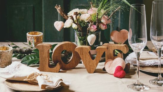 Rustic themed Valentine's Day tablescape