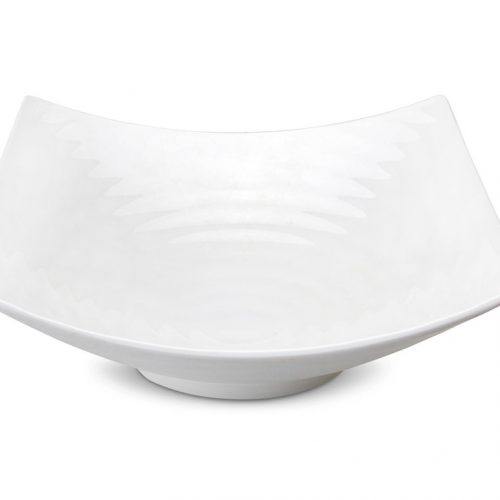 SQUARED OFF WHITE MELAMINE BOWL 35CM