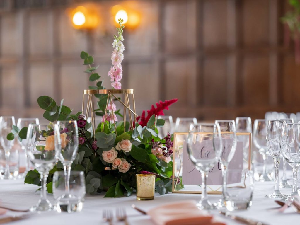 A table set up for a wedding