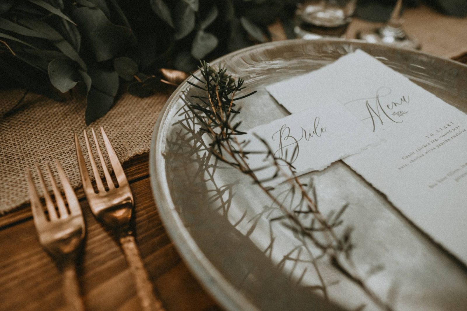 Rustic plate on a wooden table