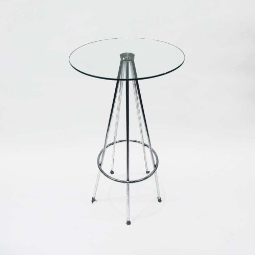 GLASS TOPPED POSEUR TABLE - CLEAR