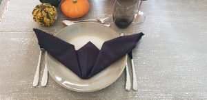 Black bat napkin for Halloween party themes