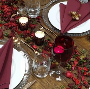 Valentine's event hire place setting