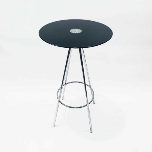 GLASS TOPPED POSEUR TABLE - BLACK