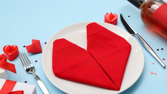 Red heart themed Valentine's Day tablescape